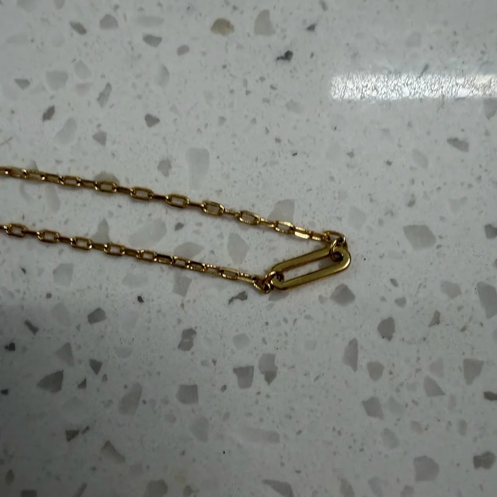 Gold Paperclip Chain Necklace Minimalist Necklace - Picture 2 of 3